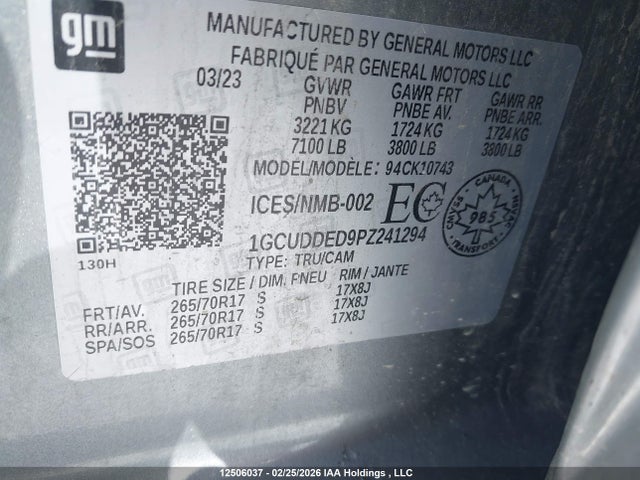 1GCUDDED9PZ241294 Chevrolet Silverado K1500 Lt