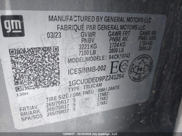 1GCUDDED9PZ241294 Chevrolet Silverado K1500 Lt