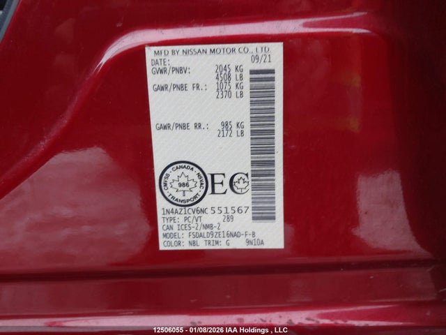1N4AZ1CV6NC551567 Nissan LEAF SV