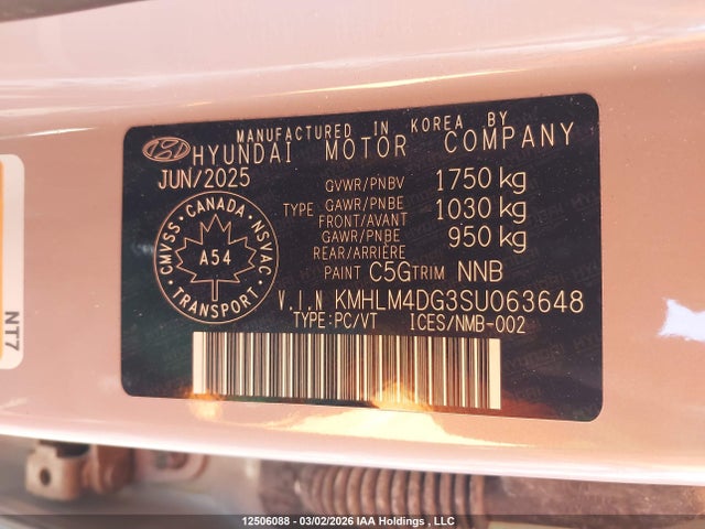 KMHLM4DG3SU063648 Hyundai Elantra Preferred W/tech Package
