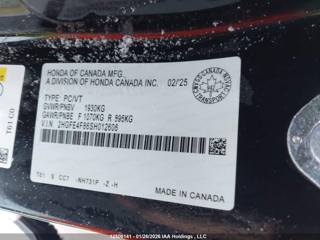Honda CIVIC HYBRID 2025 2HGFE4F86SH012606 Image 9