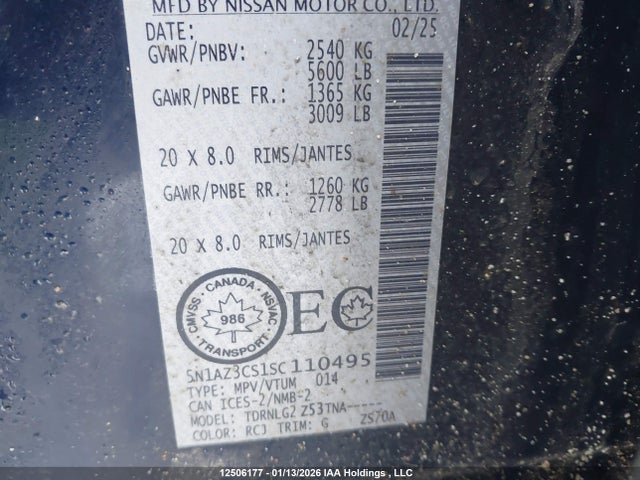 5N1AZ3CS1SC110495 Nissan Murano