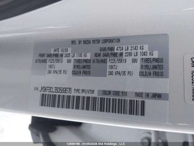 Aukcja sprzedaży 2025 Mazda Cx-5 Preferred, vin: JM3KFBCL3S0589676, numer aukcji: 12506196