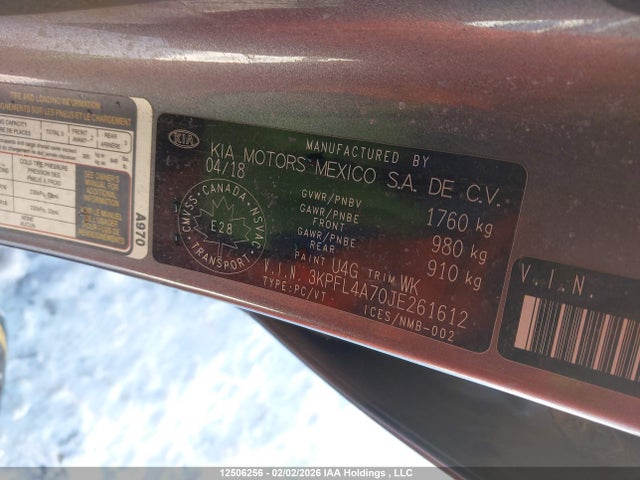 3KPFL4A70JE261612 KIA Forte Lx/lx+