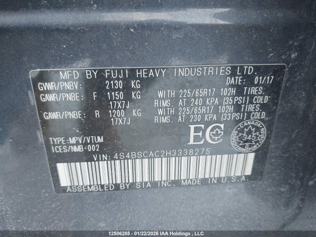 4S4BSCAC2H3338275 Subaru Legacy Outback