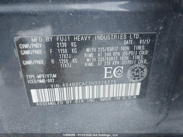4S4BSCAC2H3338275 Subaru Legacy Outback