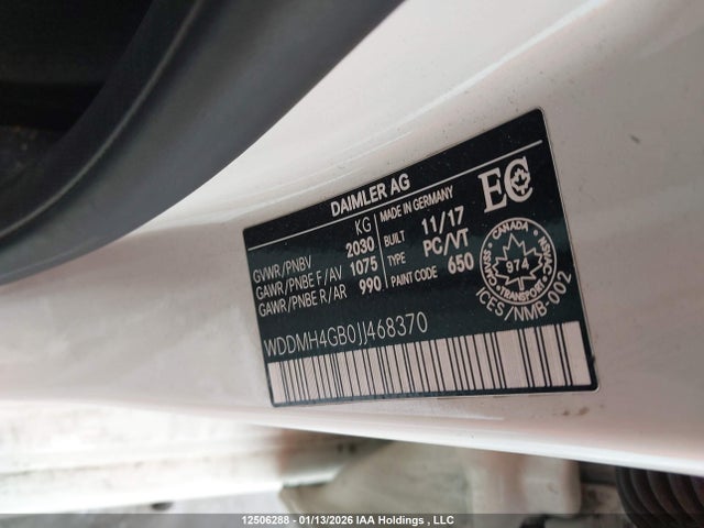 WDDMH4GB0JJ468370 Mercedes-Benz B-Class