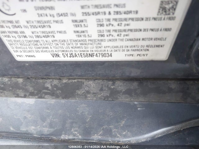 12506353 :رقم المزاد ، 5YJSA1E58NF479034 vin ، 2022 Tesla Model S مزاد بيع