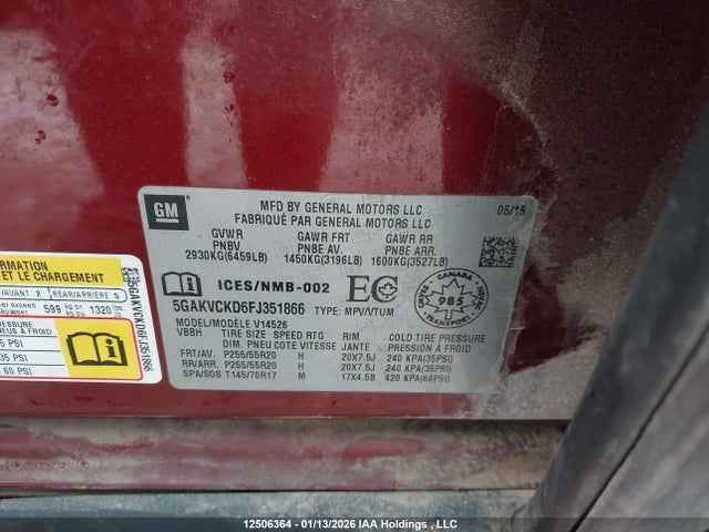 5GAKVCKD6FJ351866 Buick Enclave