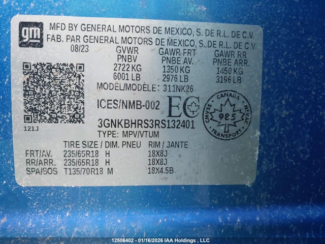 Aukcja sprzedaży 2024 Chevrolet Blazer 2lt, vin: 3GNKBHRS3RS132401, numer aukcji: 12506402