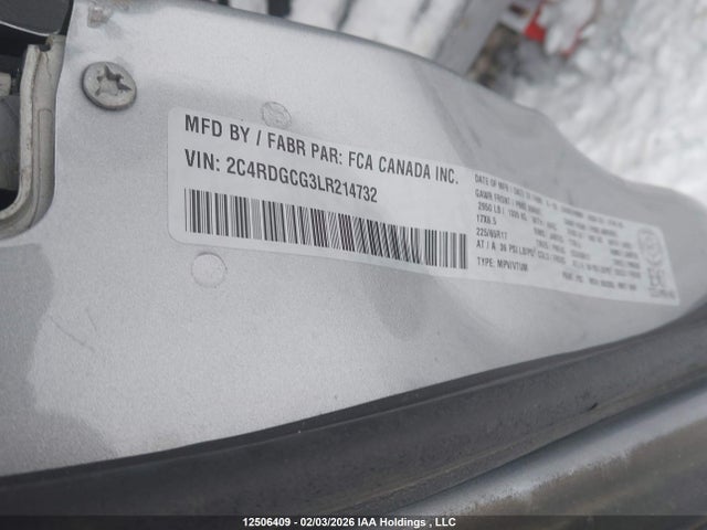 12506409 :رقم المزاد ، 2C4RDGCG3LR214732 vin ، 2020 Dodge Grand Caravan Premium Plus مزاد بيع