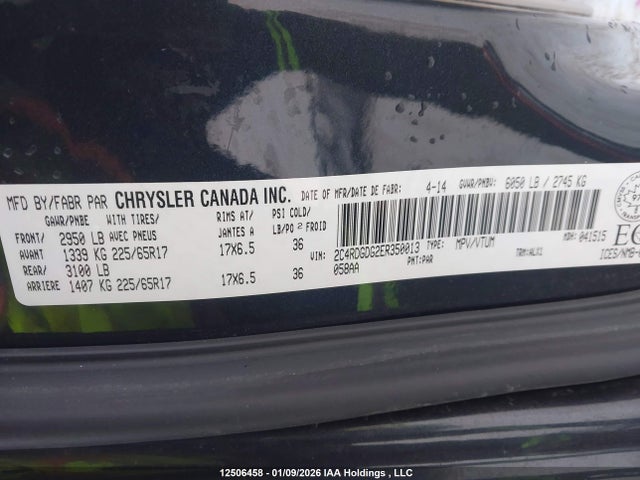 Dodge Grand Caravan Crew 2014 2C4RDGDG2ER350013 Image 9