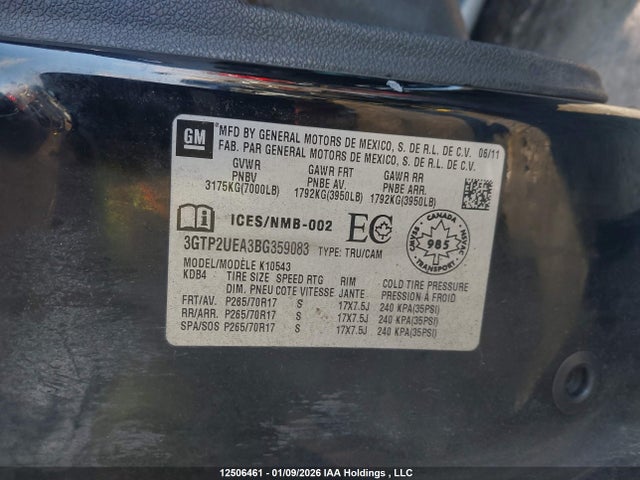 Aukcja sprzedaży 2011 Gmc Sierra K1500 Sl, vin: 3GTP2UEA3BG359083, numer aukcji: 12506461