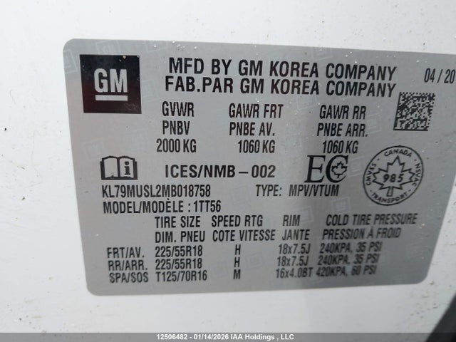 KL79MUSL2MB018758 Chevrolet Trailblazer Rs