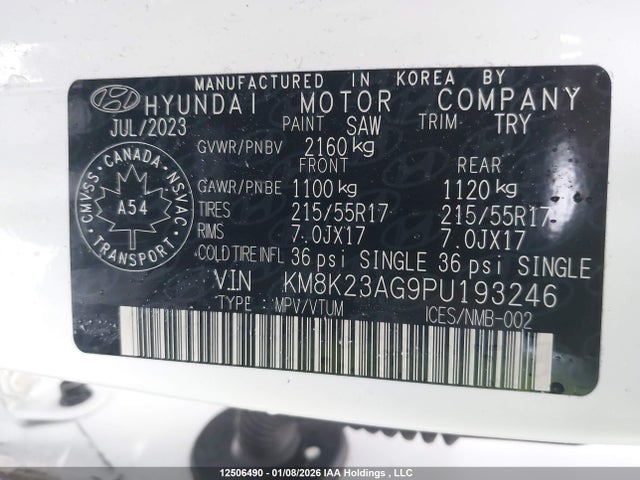 KM8K23AG9PU193246 Hyundai Kona Se