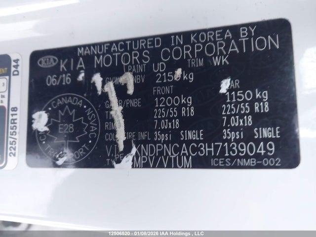 KNDPNCAC3H7139049 KIA Sportage Ex/ex Premium/ex Tech