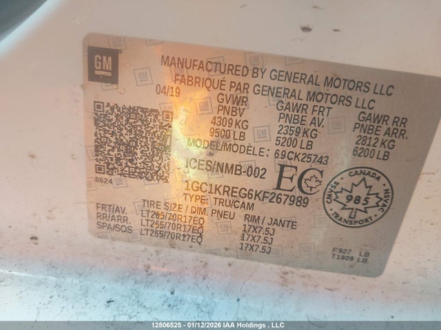 1GC1KREG6KF267989 Chevrolet Silverado 2500hd Wt
