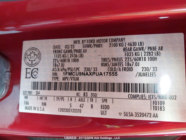 1FMCU9NAXPUA17555 Ford Escape St-line Select