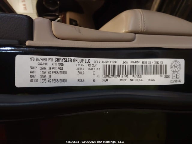 Продажа на аукционе авто 2011 Jeep Grand Cherokee Limited, vin: 1J4RR5GT6BC576519, номер лота: 12506564
