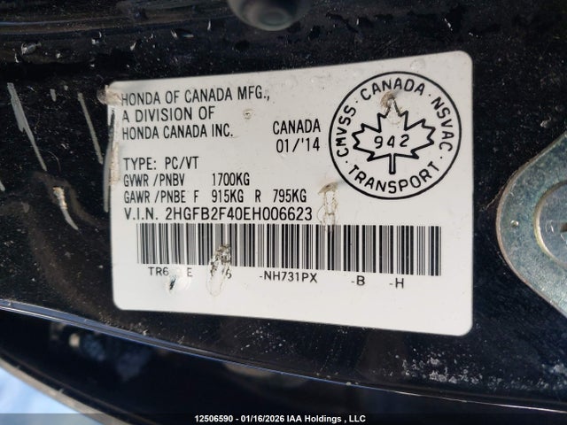 Honda Civic 2014 2HGFB2F40EH006623 Image 9