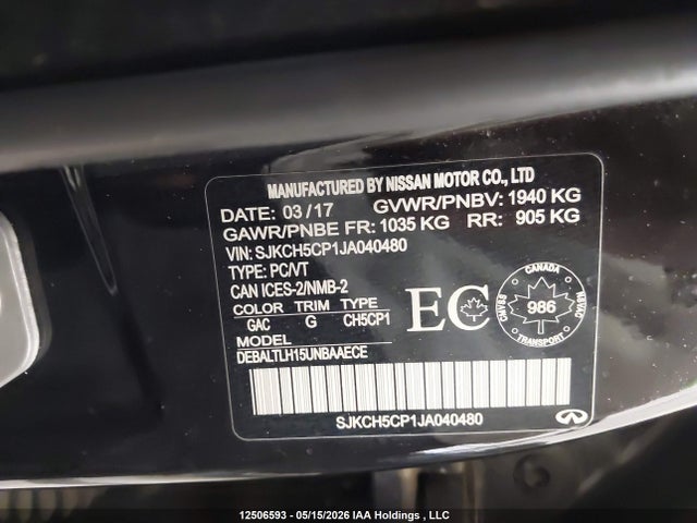 Aukcja sprzedaży 2018 Infiniti Qx30 Luxury/premium/sport, vin: SJKCH5CP1JA040480, numer aukcji: 12506593