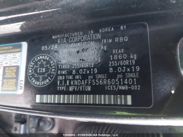 KNDAFFS56R6051401 KIA Ev9 Wind