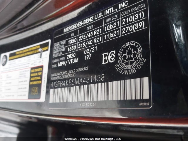 4JGFB4KB5MA431438 Mercedes-Benz Gle 350 4matic