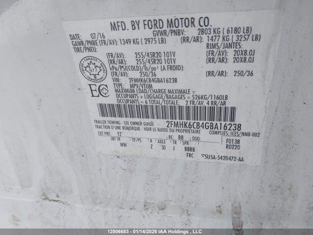 Ford FLEX SEL 2016 2FMHK6C84GBA16238 Image 20