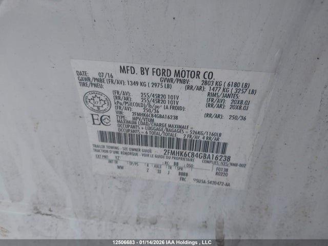 Ford FLEX SEL 2016 2FMHK6C84GBA16238 Image 9