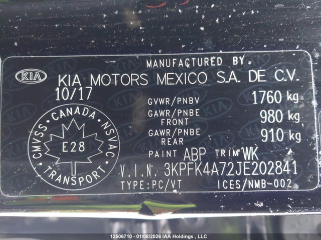 KIA mpi nu 2018 3KPFK4A72JE202841 Image 9