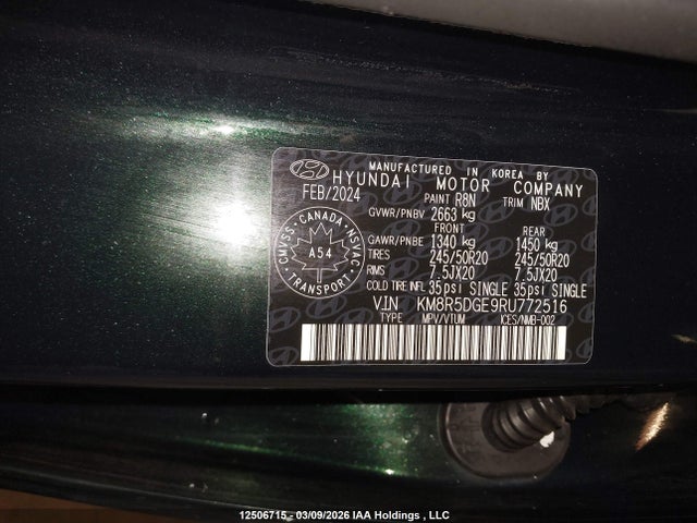 KM8R5DGE9RU772516 Hyundai Palisade Limited