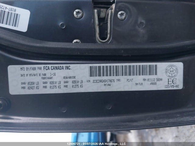 12506721 :رقم المزاد ، 2C3CCARGXGH170676 vin ، 2016 Chrysler 300 Touring مزاد بيع