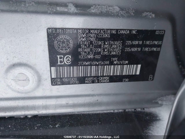 2T3RWRFV9PW154399 Toyota Rav4 Xle/woodland Edition