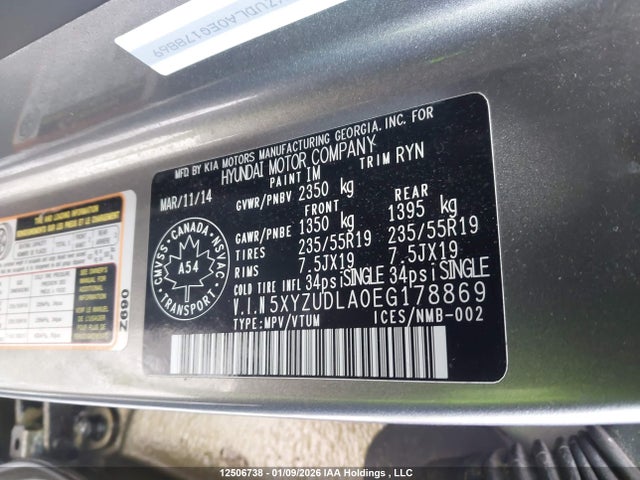 5XYZUDLA0EG178869 Hyundai SANTA FE SPORT