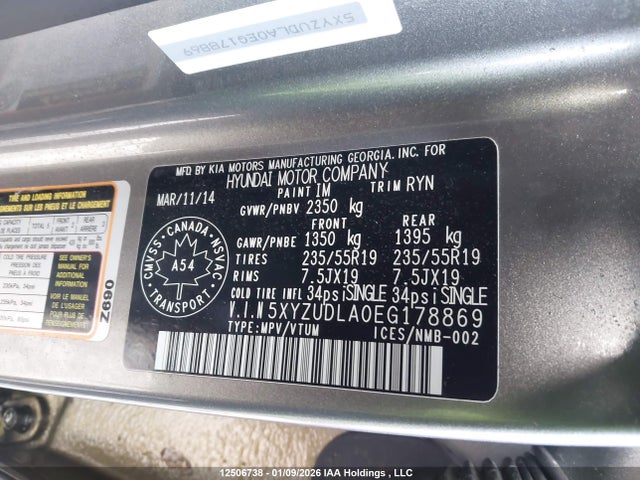 5XYZUDLA0EG178869 Hyundai SANTA FE SPORT