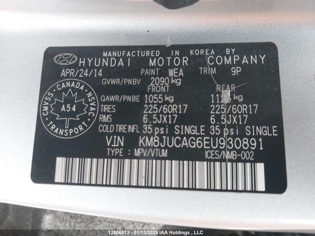 Hyundai Tucson 2014 KM8JUCAG6EU930891 Image 9