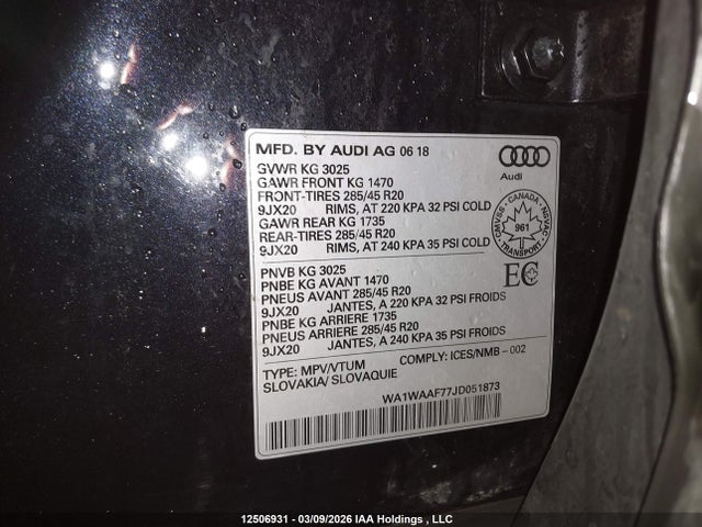 WA1WAAF77JD051873 Audi Q7 Technik S-line
