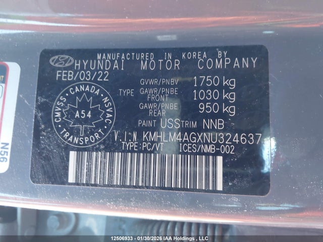 2022 Hyundai Elantra Preferred Ivt მანქანა იყიდება აუქციონზე, vin: KMHLM4AGXNU324637, აუქციონის ნომერი: 12506933
