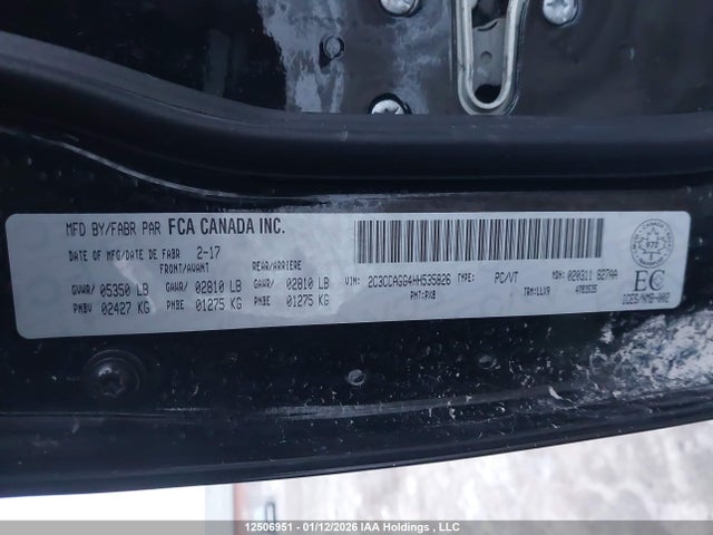 Продаж на аукціоні авто 2017 Chrysler 300 S, vin: 2C3CCAGG4HH535826, номер лоту: 12506951