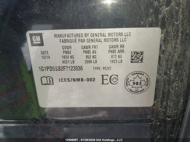 Chevrolet Cruze 1lt 2015 1G1PD5SB2F7123936 Image 9