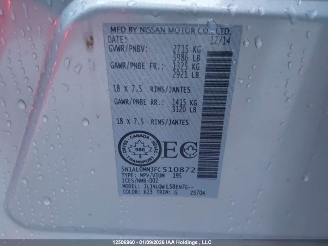 5N1AL0MM3FC510872 Infiniti QX60