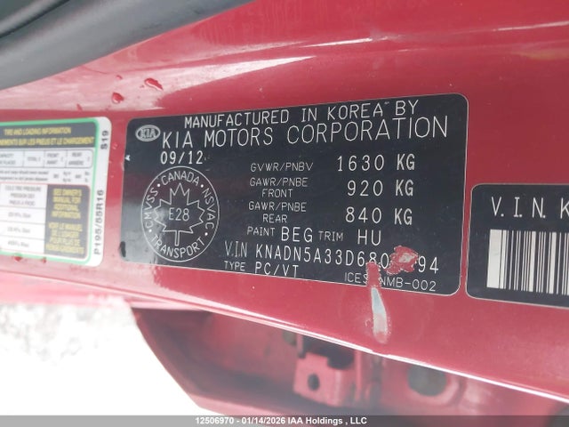 Aukcja sprzedaży 2013 Kia Rio, vin: KNADN5A33D6801594, numer aukcji: 12506970