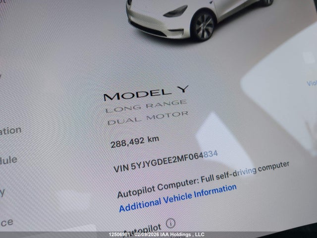 Продажа на аукционе авто 2021 Tesla Model Y, vin: 5YJYGDEE2MF064834, номер лота: 12506981