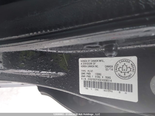 12506983 :رقم المزاد ، 2HGFB2F45EH008514 vin ، 2014 Honda Civic Lx مزاد بيع