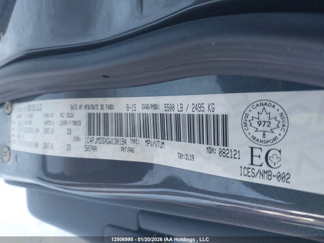 1C4PJMDSXGW130194 Jeep Cherokee Limited