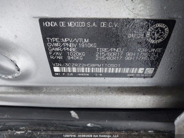 3CZRZ2H58PM110501 Honda HR-V