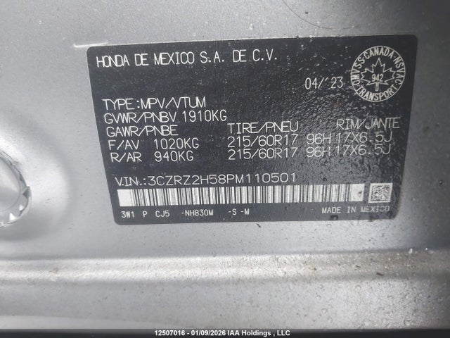 3CZRZ2H58PM110501 Honda HR-V