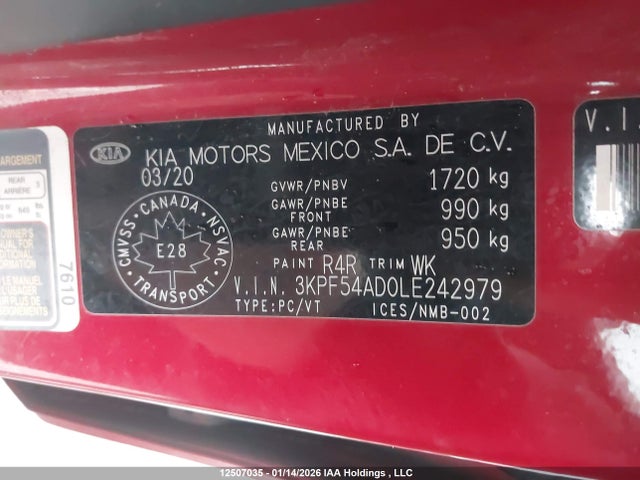Продажа на аукционе авто 2020 Kia Forte, vin: 3KPF54AD0LE242979, номер лота: 12507035
