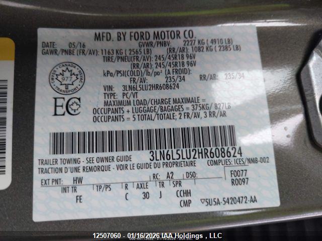 3LN6L5LU2HR608624 Lincoln Mkz Hybrid Select