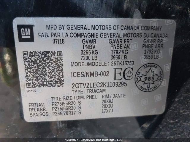 2GTV2LEC2K1109295 GMC Sierra Limited K1500